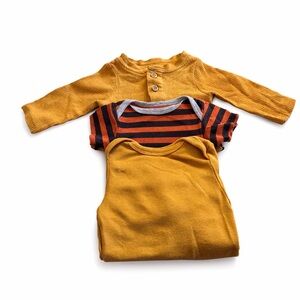 Kids Mustard Yellow and Orange Striped Shirt Set